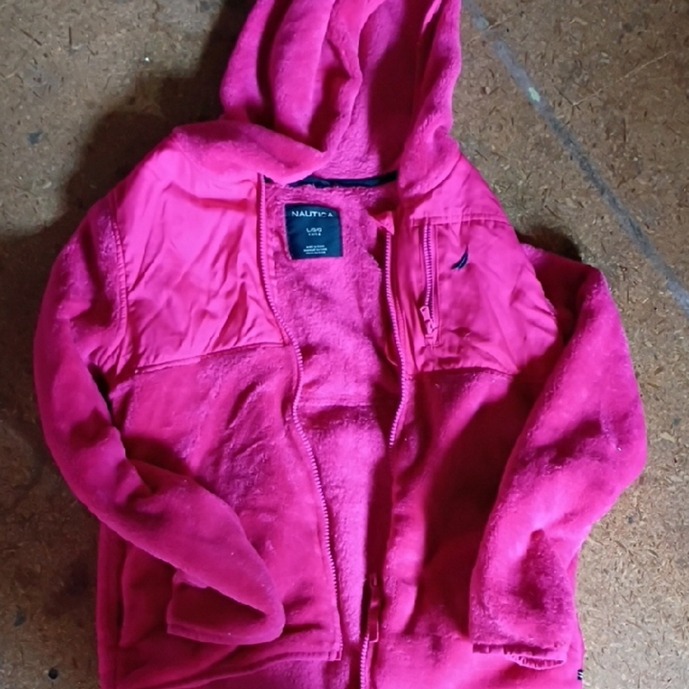 Nautica Girls' Bright Pink Hooded Fleece Jacket